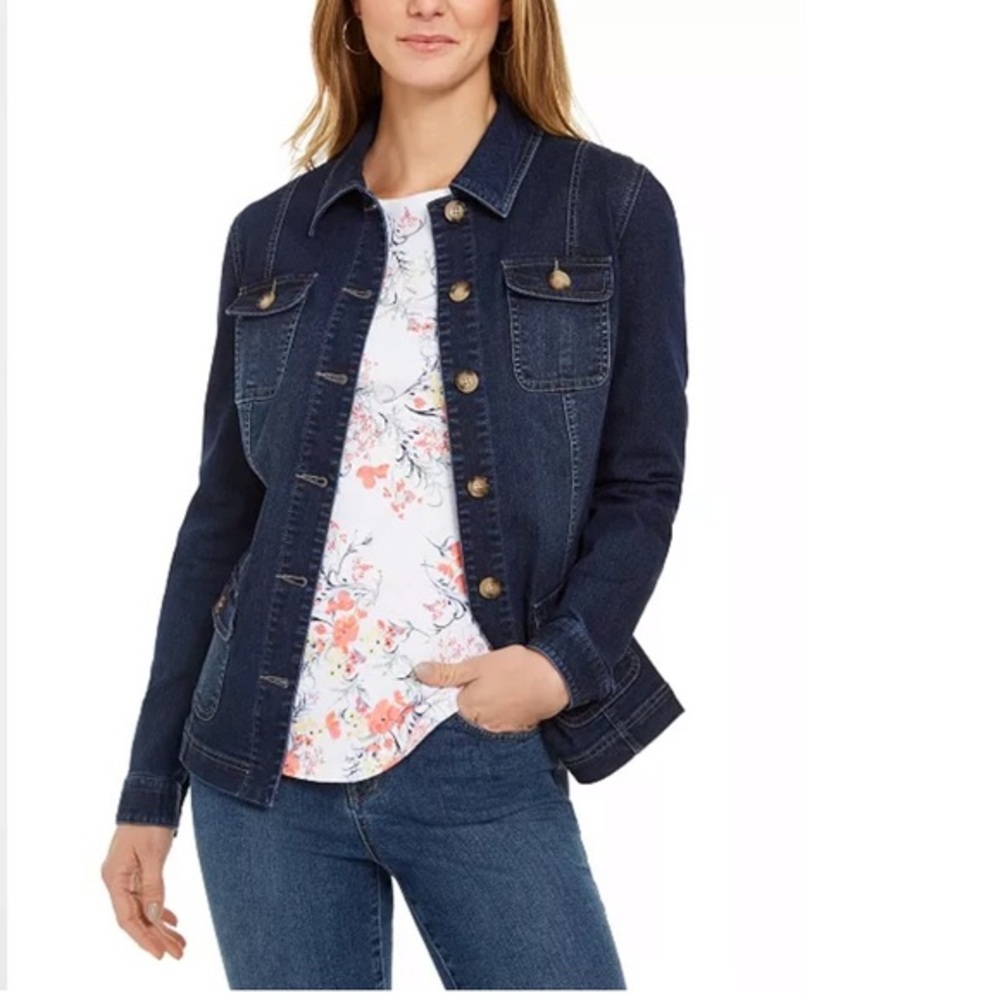 Charter Club‎ Peplum on Back Denim Jacket XS